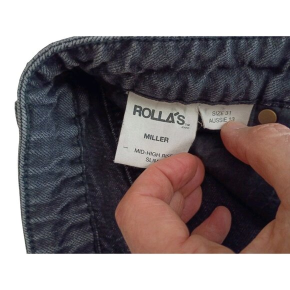 ROLLA'S Jeans 'Miller' Womens Size 31 Slim Denim Black/Gray Raw Hem Pants Mid Hi - Picture 5 of 8
